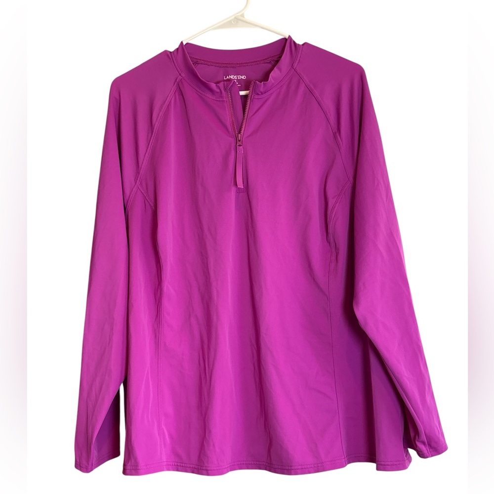 Lands' End Women's Long Sleeve Half-Zip Pullover - Magenta